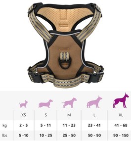 Peitoral para cães com faixas refletoras ajustável XL castanho