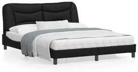 vidaXL Estrutura de cama c/ luzes LED 160x200cm couro artificial preto