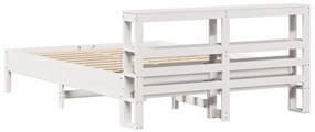 Cama sem colchão 150x200 cm madeira de pinho maciça branco