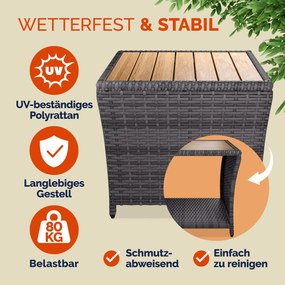 Mesa de apoio jardim Polyrattan 45x45x40cm cinzenta