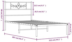 Estrutura de cama com cabeceira 107x203 cm metal preto