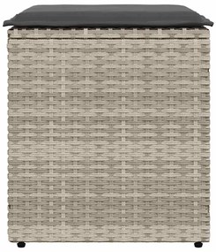 Bancos de jardim almofadas 2unid 40x40x43cm vime PE cinza claro