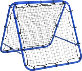 Rede de rebote dobrável para treinamento rebotador ajustável em 5 níveis em ângulo com tubo de aço 100x95x90 cm azul