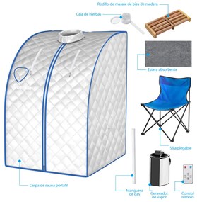 Sauna a vapor portátil de 3 L com controlo de temporizador de temperatura ajustável e função de atomização  78 x 87 x 100 cm prata
