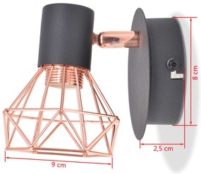 Candeeiros de parede 2 pcs c/ 2 lâmpadas filamentos LED 8 W