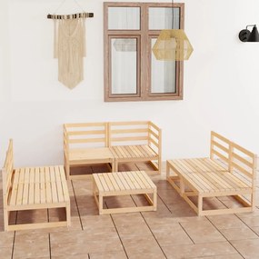vidaXL 7 pcs conjunto lounge de jardim pinho maciço