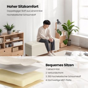 Banco com espaço de arrumação 38 x 110 x 40 cm branco creme