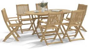 7 pcs conjunto de jantar para jardim madeira de acácia maciça