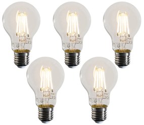 Conjunto de 5 lâmpadas LED E27 reguláveis A60 transparentes 4W 470 lm 2700K