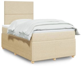 Cama boxspring com colchão 120x190 cm tecido cor creme