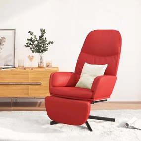 vidaXL Cadeira de descanso + apoio pés couro artificial vermelho tinto