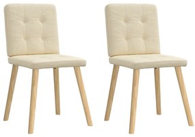 Cadeiras de jantar 2 pcs tecido cor creme