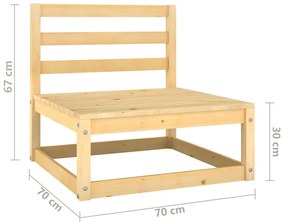 10 pcs conjunto lounge de jardim c/ almofadões pinho maciço