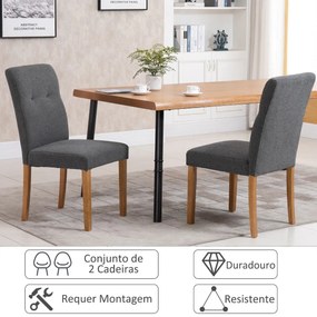 Conjunto de 2 Cadeiras Janel - Cinza - Design Nórdico