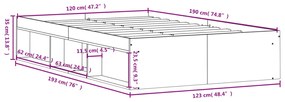 Estrutura de cama de casal pequena 120x190 cm carvalho sonoma