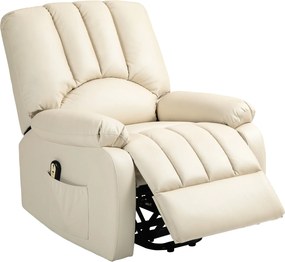 Poltrona relaxante reclinável elétrica com função de levantamento, apoio para os pés e comando à distância 86 x 92 x 102 cm Bege