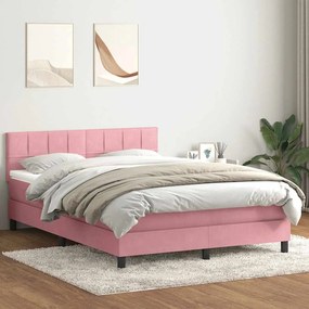 Cama com molas/colchão 140x210 cm veludo Rosa
