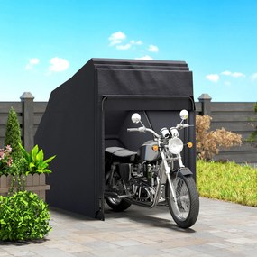 Abrigo exterior para motos em forma de tenda, capa de proteção em tecido Oxford, 2 janelas, 345 x 135 x 191 cm, preto