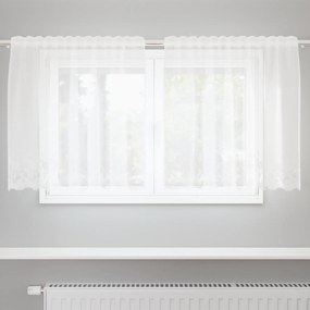 vidaXL Cortina de Renda com cortinas Floral Branco 150 x 100 cm Poliéster