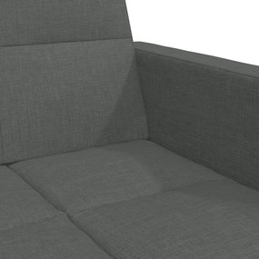 Sofá-cama de 2 lugares c/ apoio de pés tecido cinzento-escuro