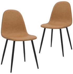 vidaXL Cadeiras de jantar 2 pcs couro artificial castanho-claro