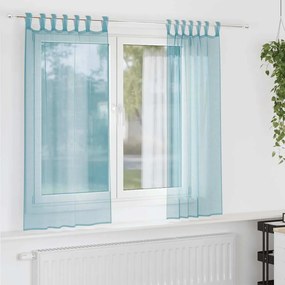 Cortinas de voile com laços 2 pcs turquesa 140x140 cm