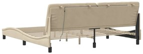 Estrutura de cama com LED sem colchão 200x200 cm tecido creme