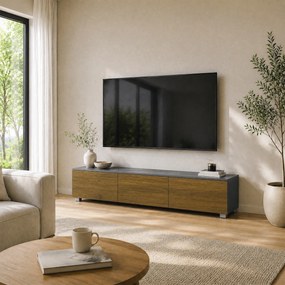 Móvel de TV Suspenso ou de Pé, 160 x 30 x 33 cm, Dupla Instalação, Cor Nogueira