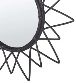 Espelho de parede em rattan preto ⌀ 61 cm AROEK Beliani