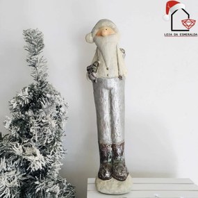 Pai Natal Decorativo | Cinza e Branco