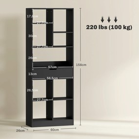 Estante com Prateleiras – Modelo Nancy – 60x26x158 – Madeira – 6 Nívei