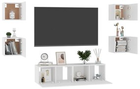 Conjunto de 6 Móveis de Parede de TV Funchal S - Branco - Design Moder