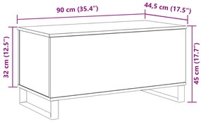 Mesa de Centro Carvalho Preto 90x44,5x45 cm Madeira Aglomerada