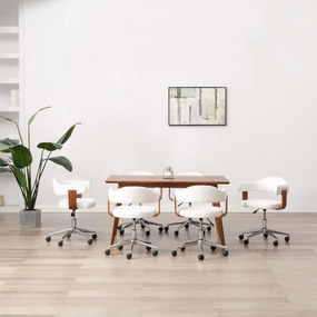 vidaXL Cadeiras jantar 6 pcs madeira curvada e couro artificial branco