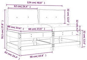 Sofás de centro com almofadões 2 pcs pinho maciço preto