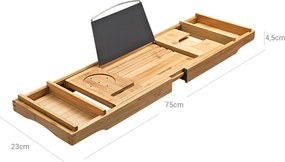 Suporte para banheira em bambu 75-109 x 4,5 x 23 cm cor natural