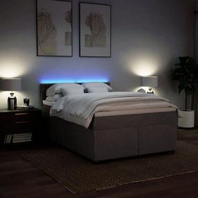 Cama com molas/colchão 140x190 cm tecido castanho-acinzentado