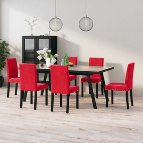 vidaXL Cadeiras de jantar 6 pcs veludo vermelho tinto