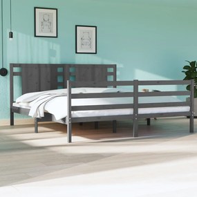 vidaXL Estrutura de cama super king 180x200 cm pinho maciço cinza