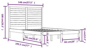Estrutura de cama 140x190 cm madeira maciça