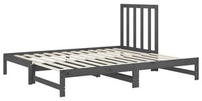 Estrutura sofá-cama de puxar 2x(90x190) cm pinho maciço cinza