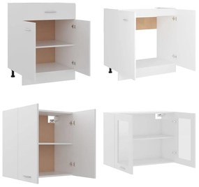 4 pcs conjunto armários de cozinha contraplacado branco