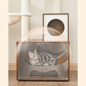 Arranhador para gatos 2 em 1  com caixa de areia 57,5 x 50 x 140 cm castanho vintage