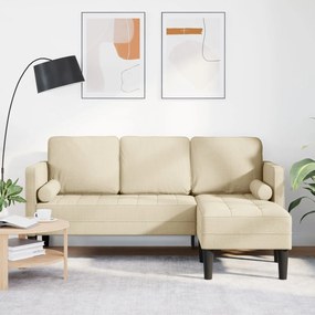Sofá L de 3 Lugares vidaXL Creme 160 cm em Tecido