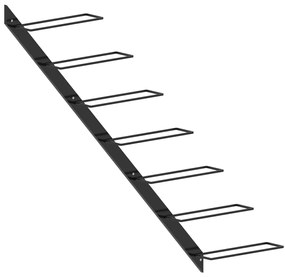 Garrafeira de parede para 7 garrafas metal preto