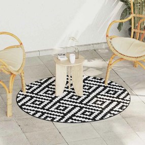 Tapete de exterior Ø120 cm ARAKIL PP branco e preto