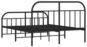 Estrutura de cama com cabeceira e pés 160x200 cm metal preto