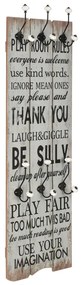 245850 vidaXL Bengaleiro de parede com 6 ganchos 120x40 cm THANK YOU