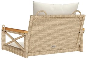 Banco baloiço com almofadões 63x62x40 cm vime PE bege