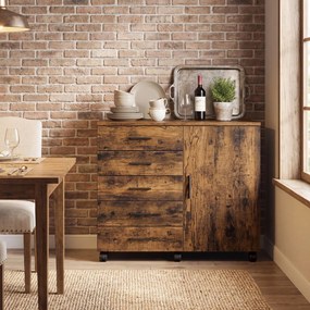 Armario escritorio com rodas 40 x 80 x 65 cm, armário para arquivos e com porta castanho